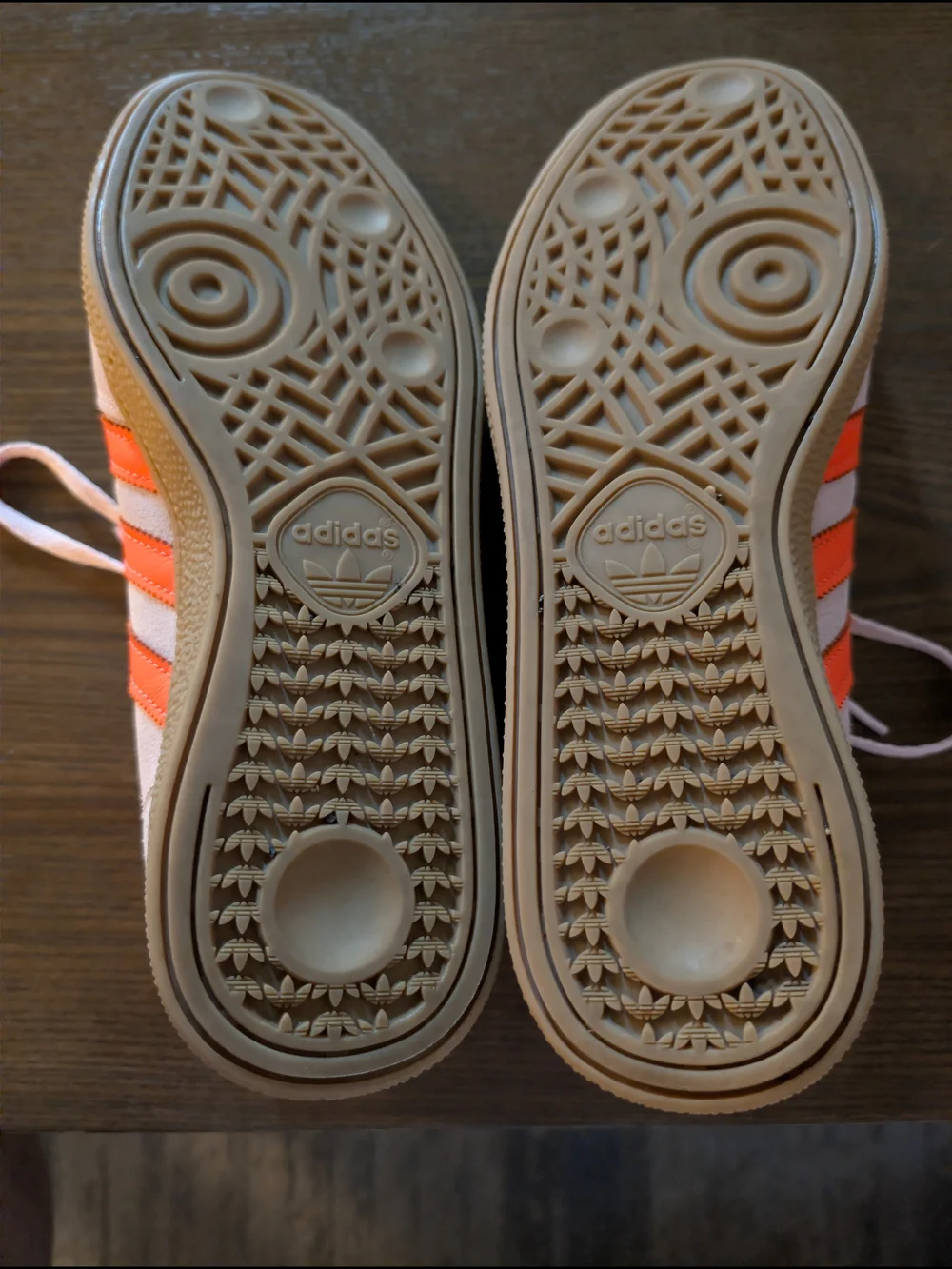 adidas Suede Sneakers in Light Pink with Orange Stripes - Picture 6 of 6
